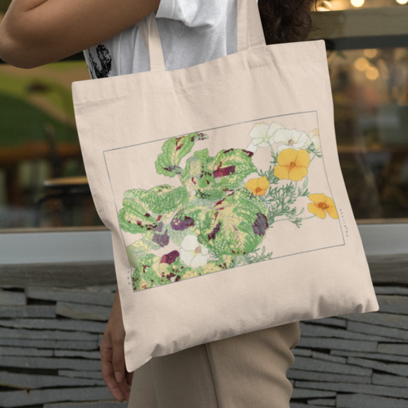 Handbags - Japanese Coleus & Poppy Flower Tote Bag